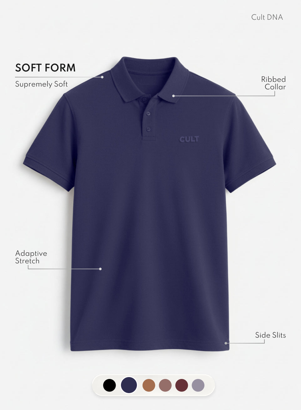 Men's Navy Soft Form Classic Polo T-shirt