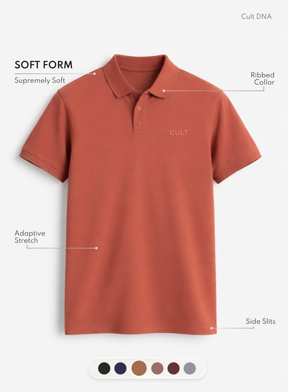 Men's Rust Soft Form Classic Polo T-shirt