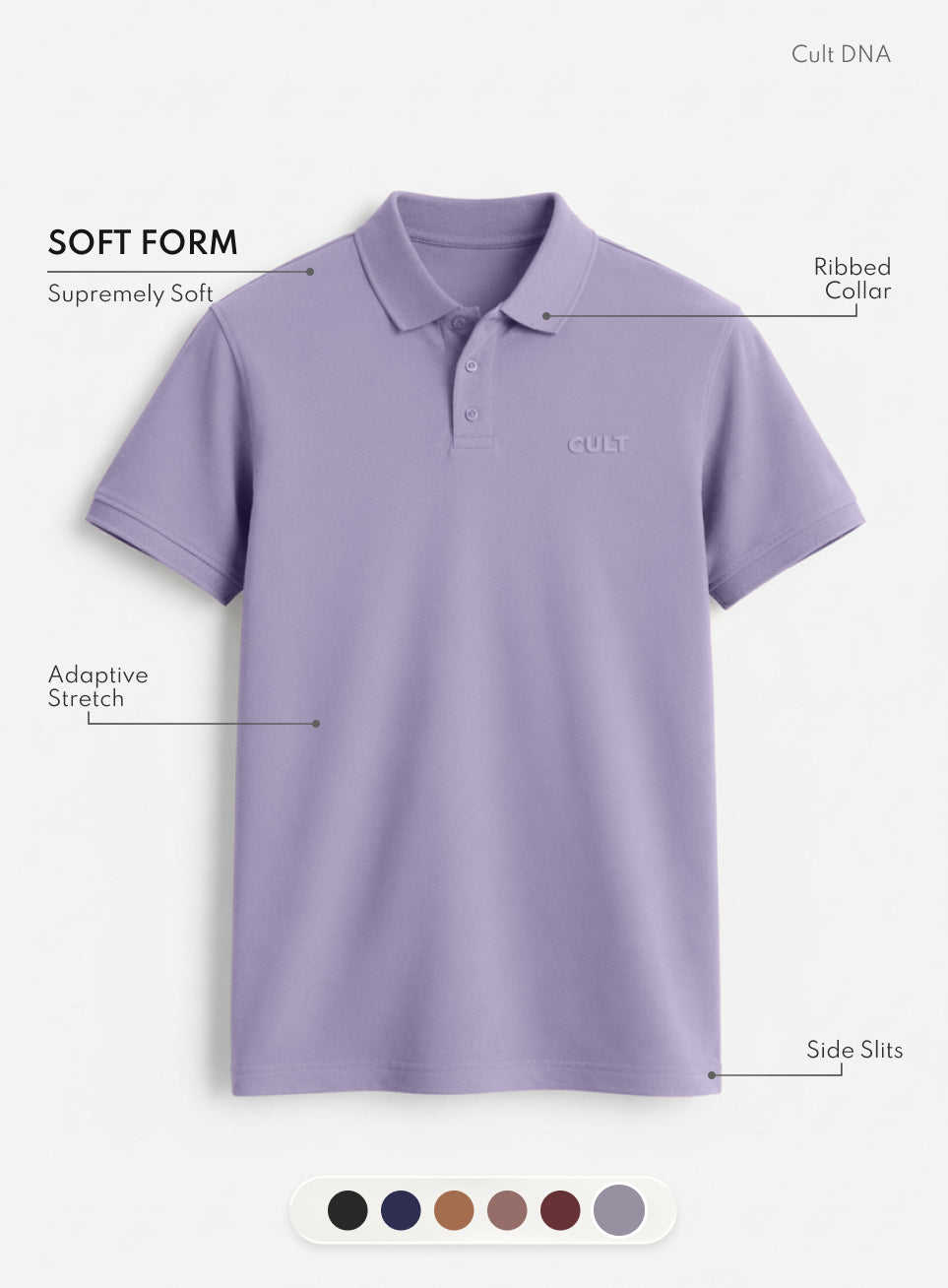 Men's Purple Soft Form Classic Polo T-shirt