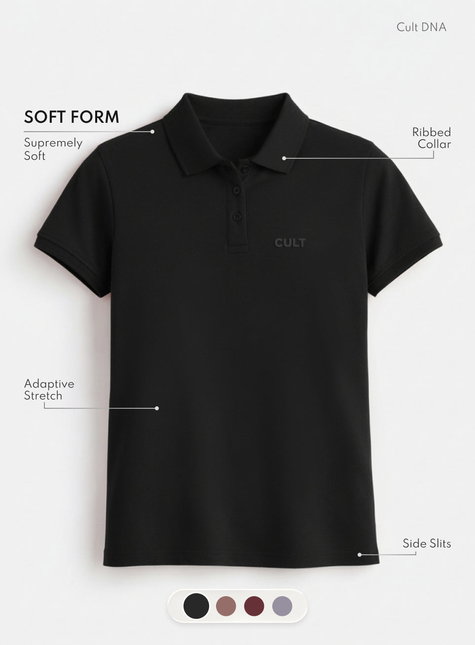 Women's Black Soft Form Classic Polo T-shirt