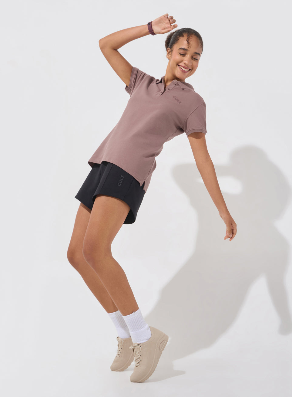 Women's Brown Soft Form Classic Polo T-shirt