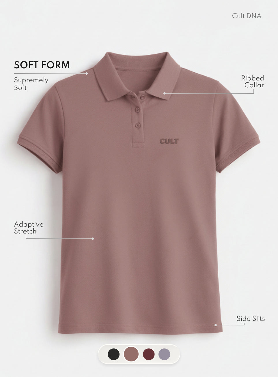 Women's Brown Soft Form Classic Polo T-shirt
