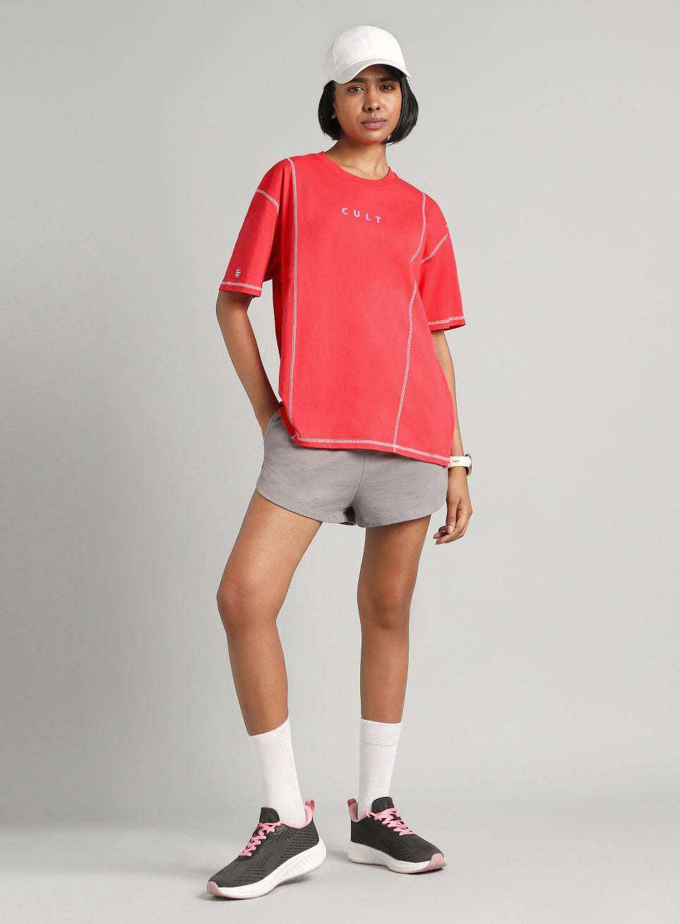 Women's Red Game On Cult Oversized Fit T-shirt