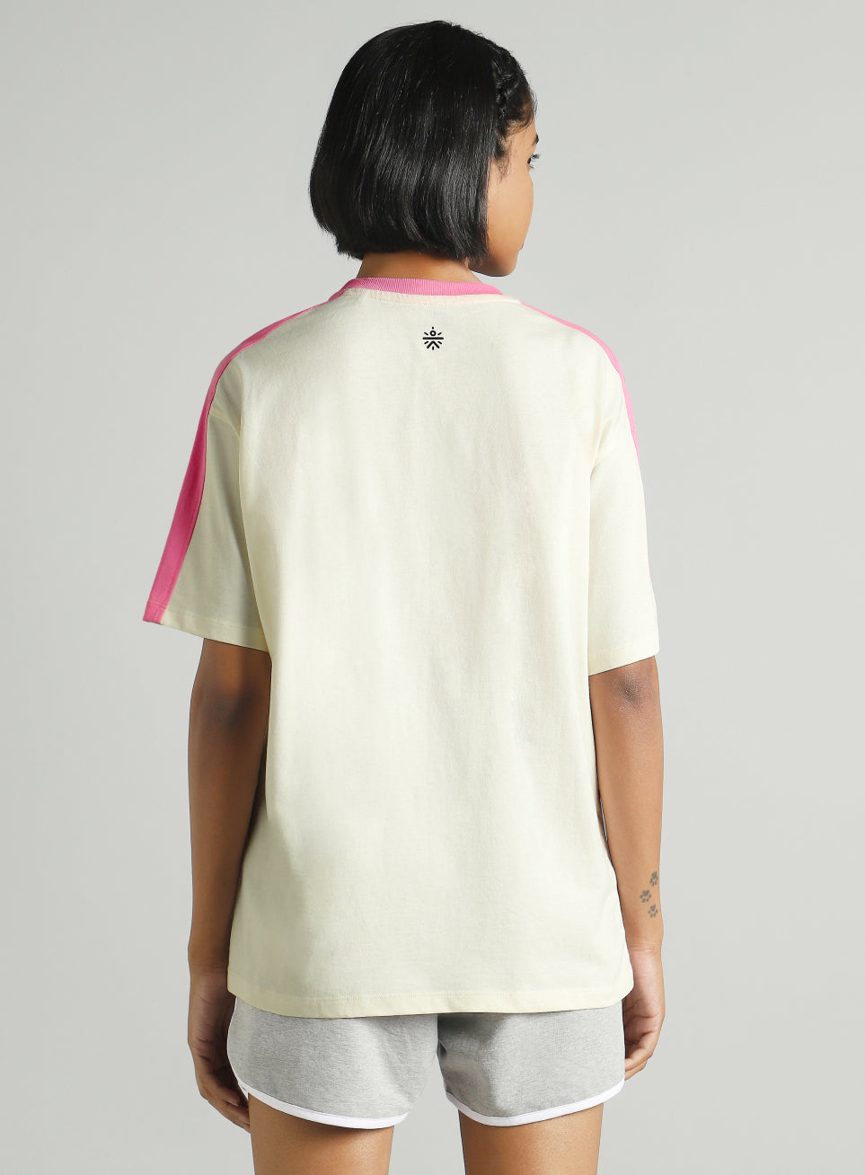 Women's Off White Fun Play Block Graphic Oversized T-shirt