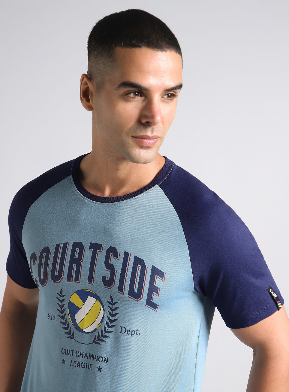 Men's Blue Courtside Sporty Colorblock T-shirt