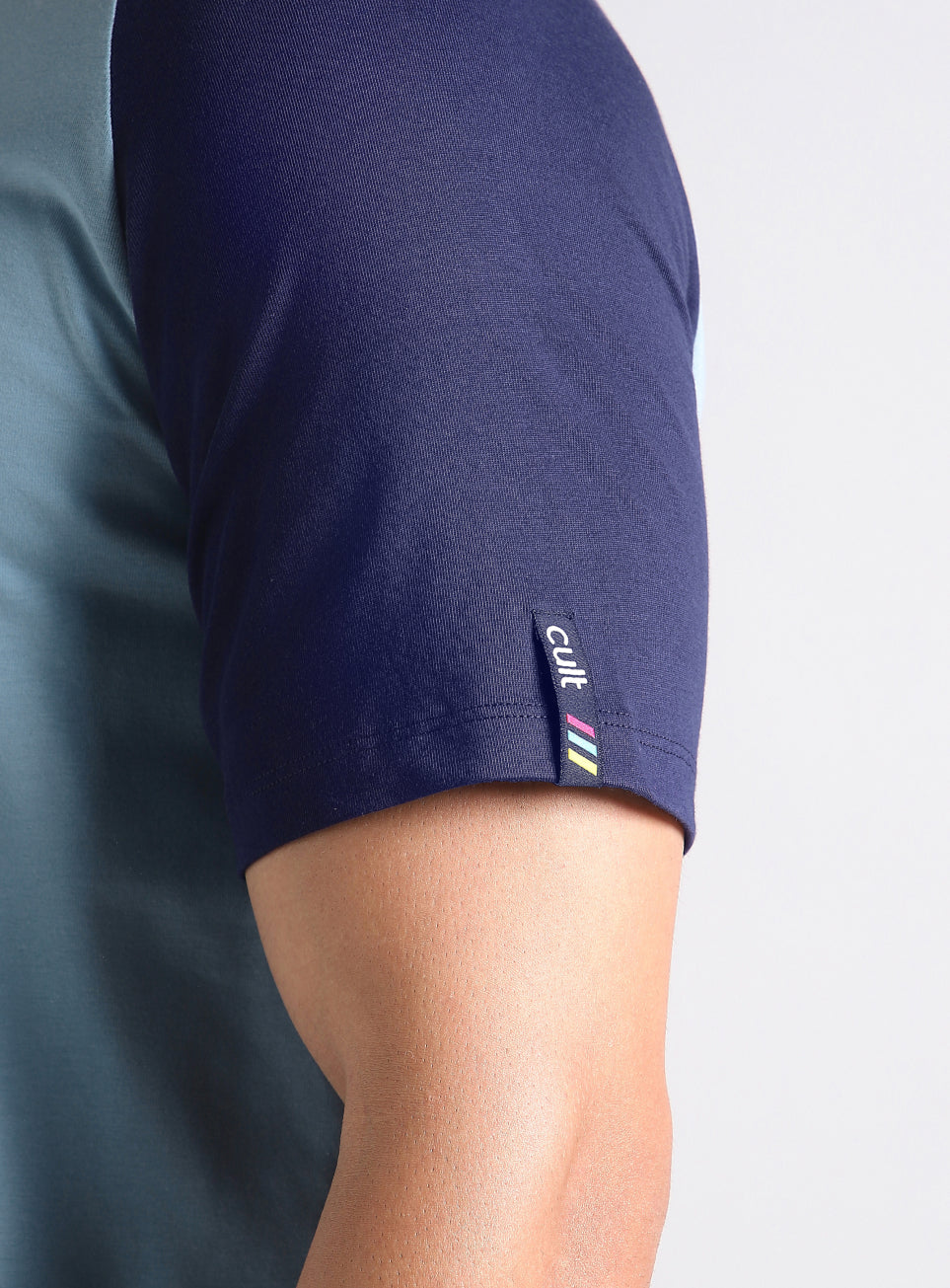 Men's Blue Courtside Sporty Colorblock T-shirt