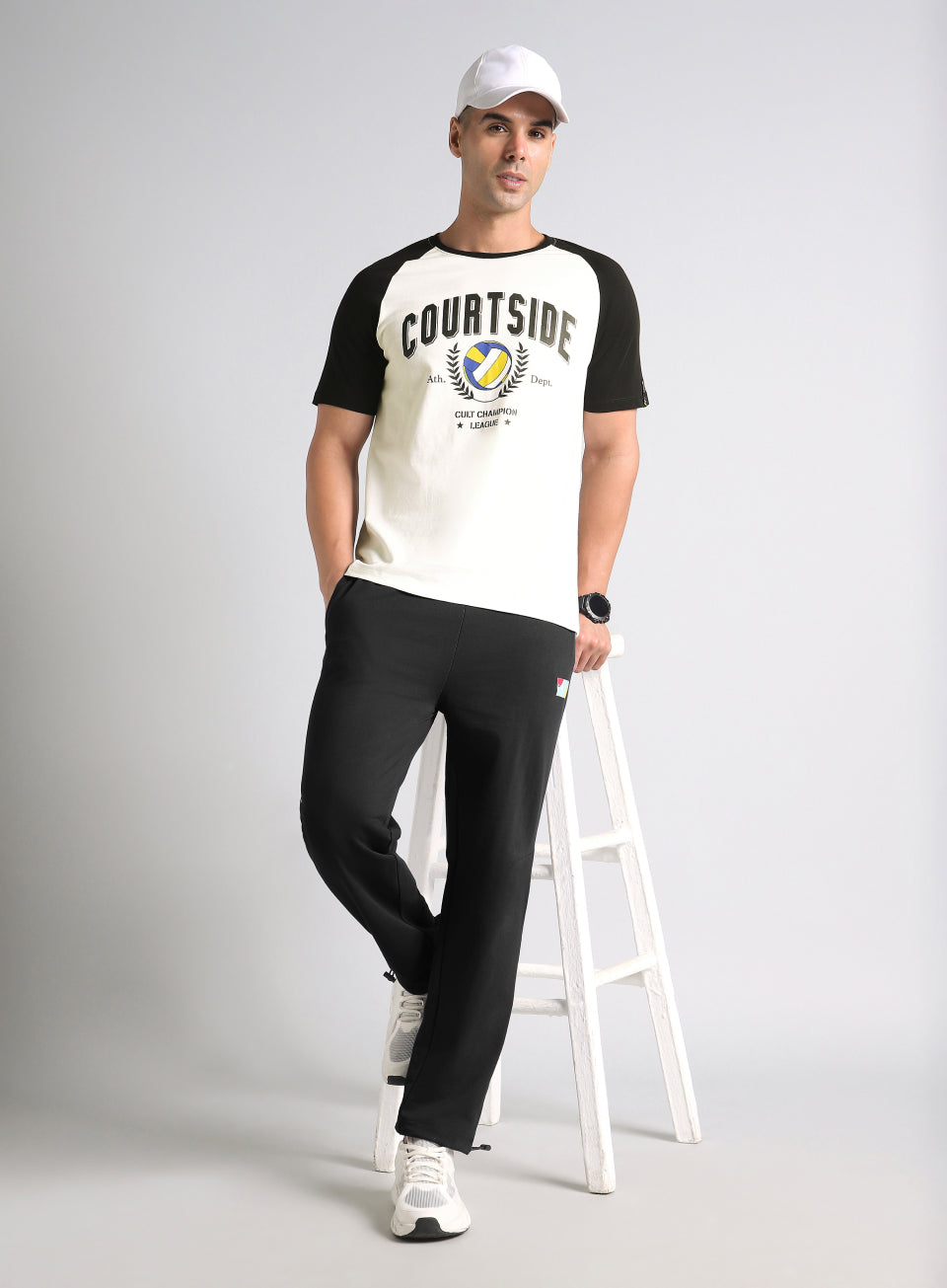 Men's Off White Courtside Sporty Colorblock T-shirt