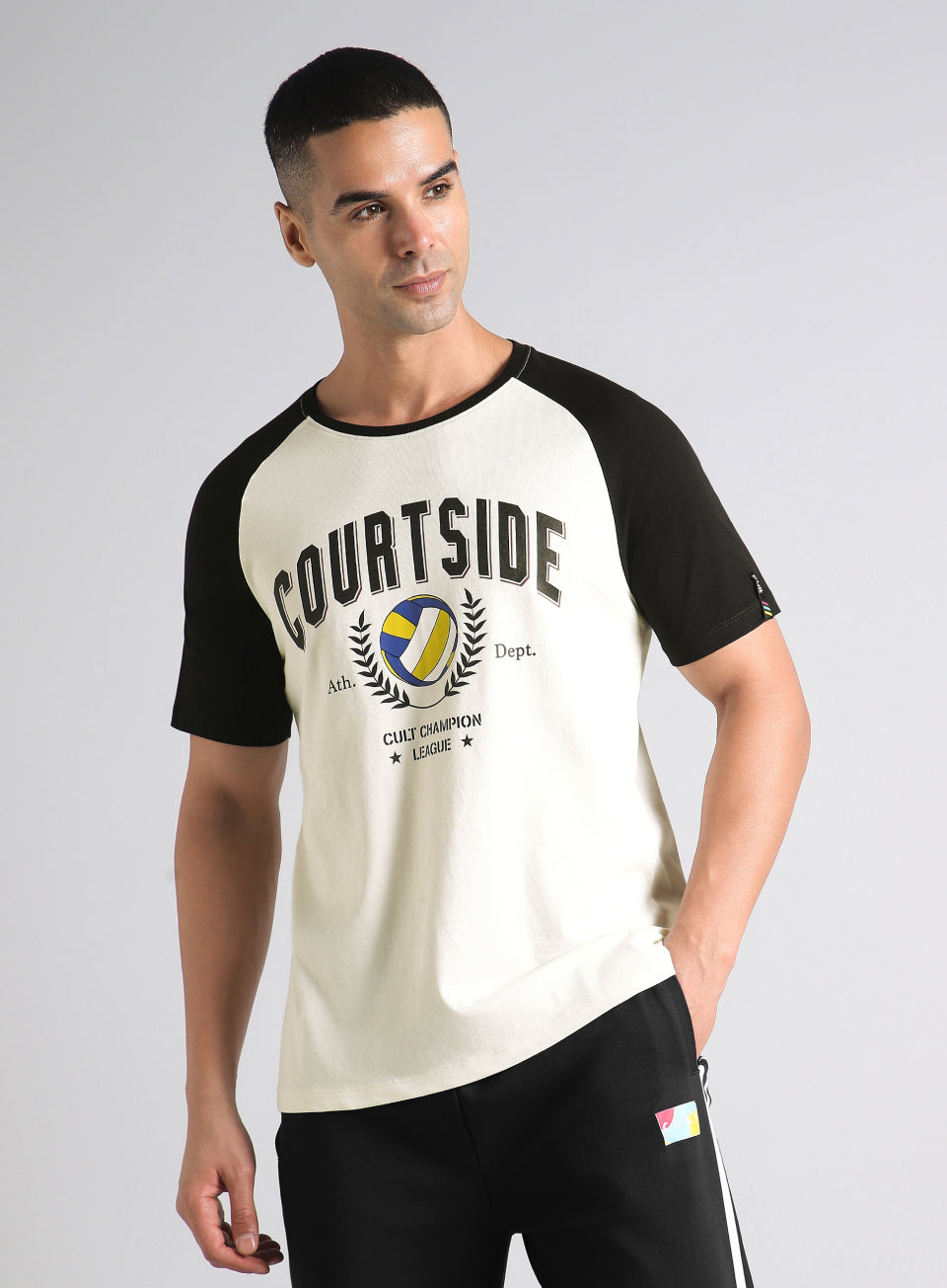 Men's Off White Courtside Sporty Colorblock T-shirt