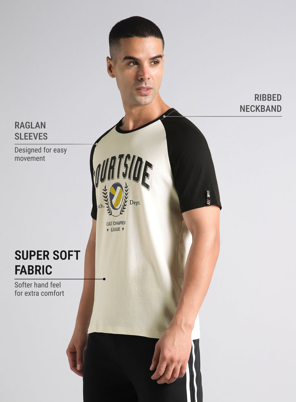 Men's Off White Courtside Sporty Colorblock T-shirt