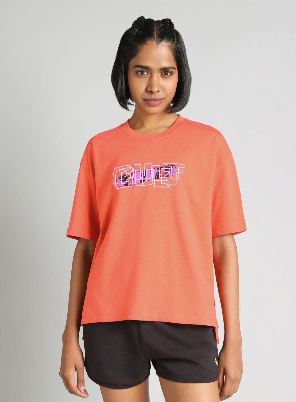 Women's Orange Skate Graphic Oversized Fit T-Shirt