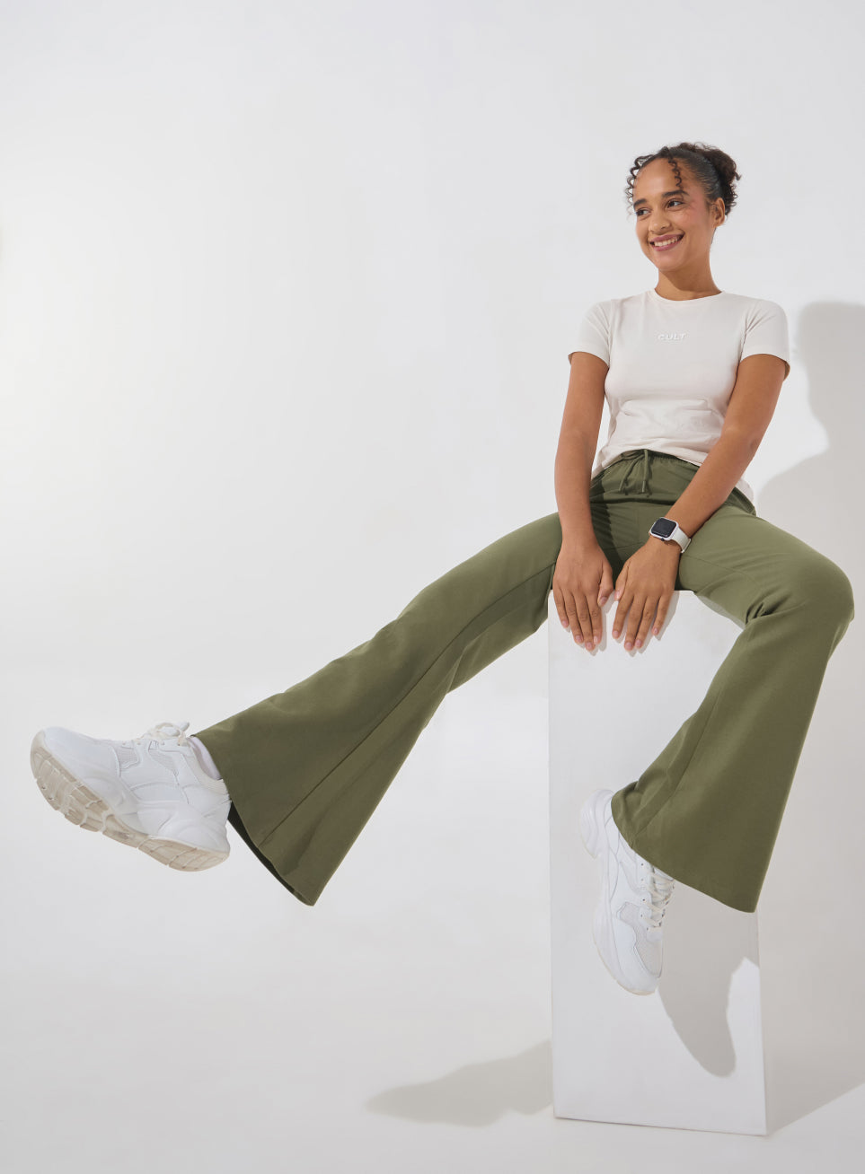 Women's Olive Soft Form Flow Flared Pants