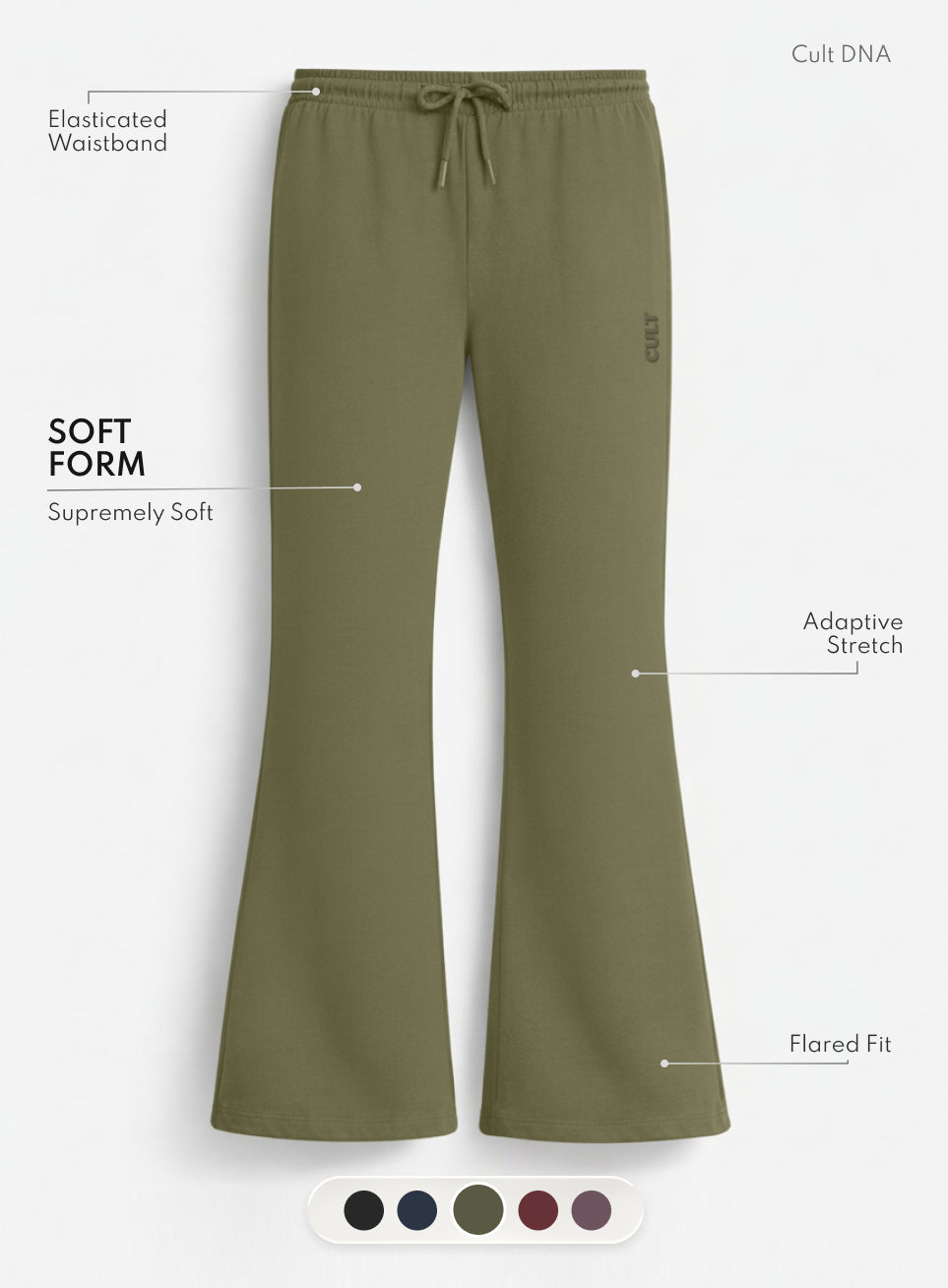 Women's Olive Soft Form Flow Flared Pants