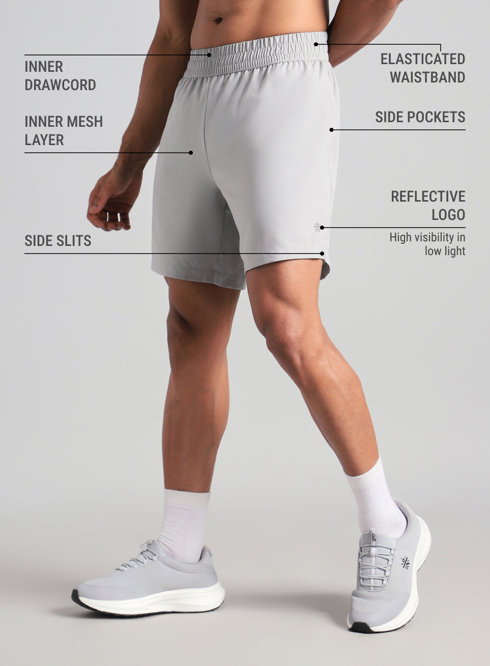 Men's Grey Swift Runner Shorts