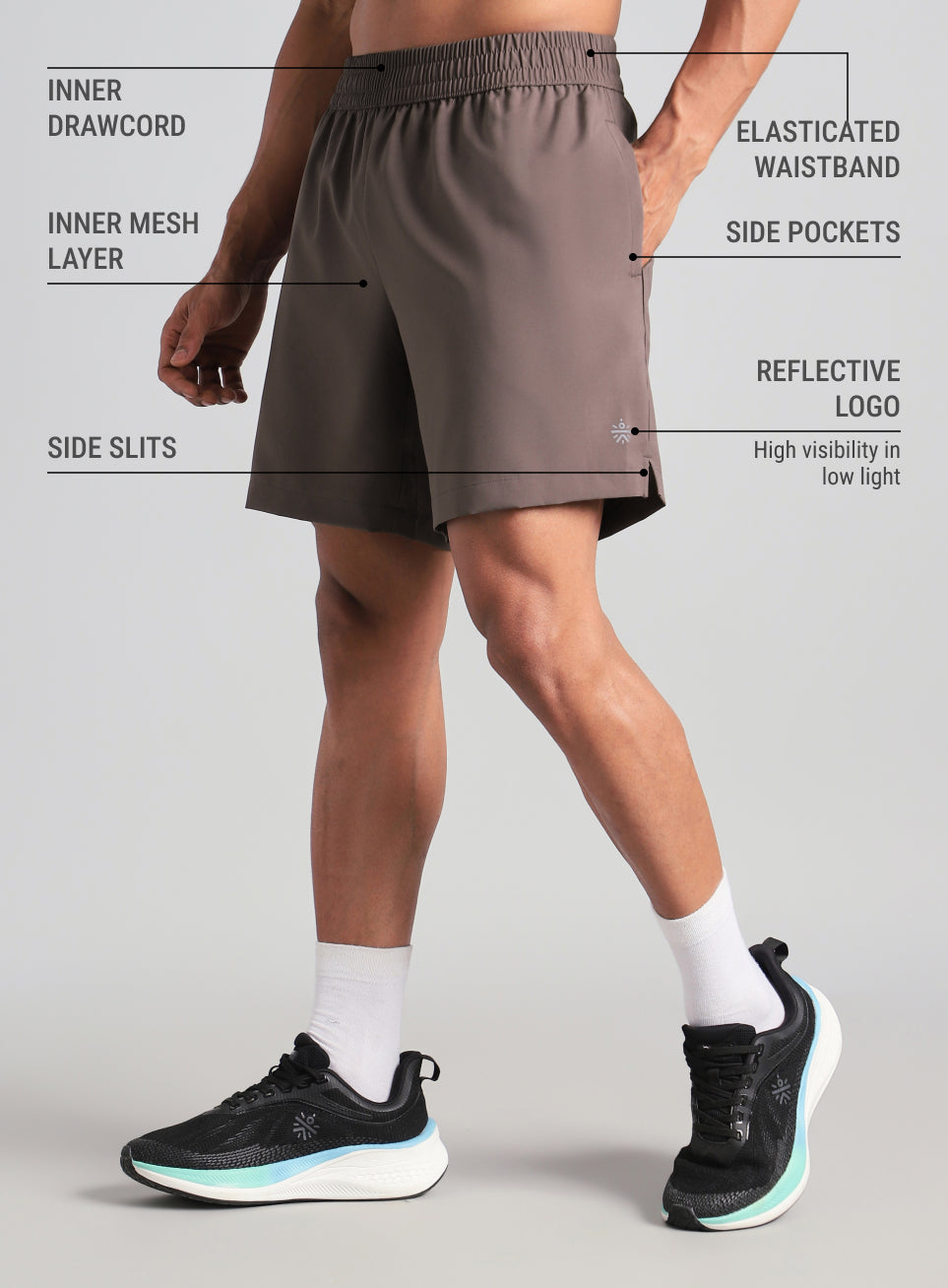 Men's Brown Swift Runner Shorts