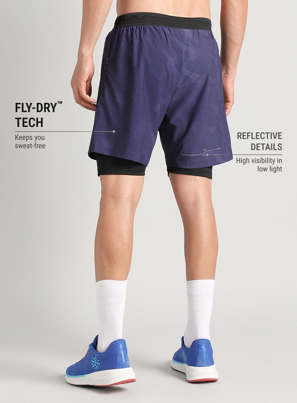 Men's Blue Urban Camo Shorts with Inbuilt Tights