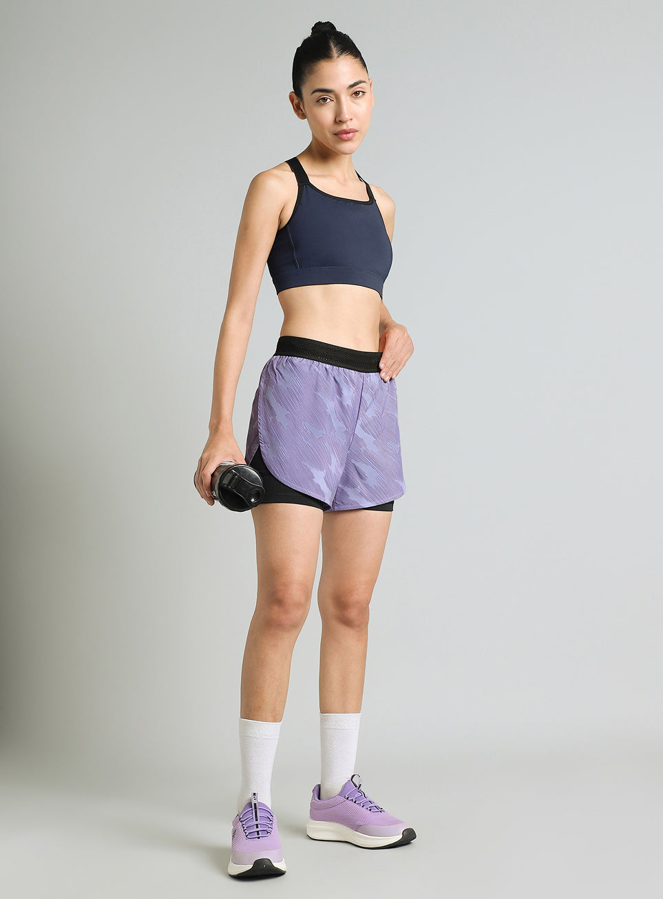 Women's Purple Urban Camo Shorts with Inbuilt Tights