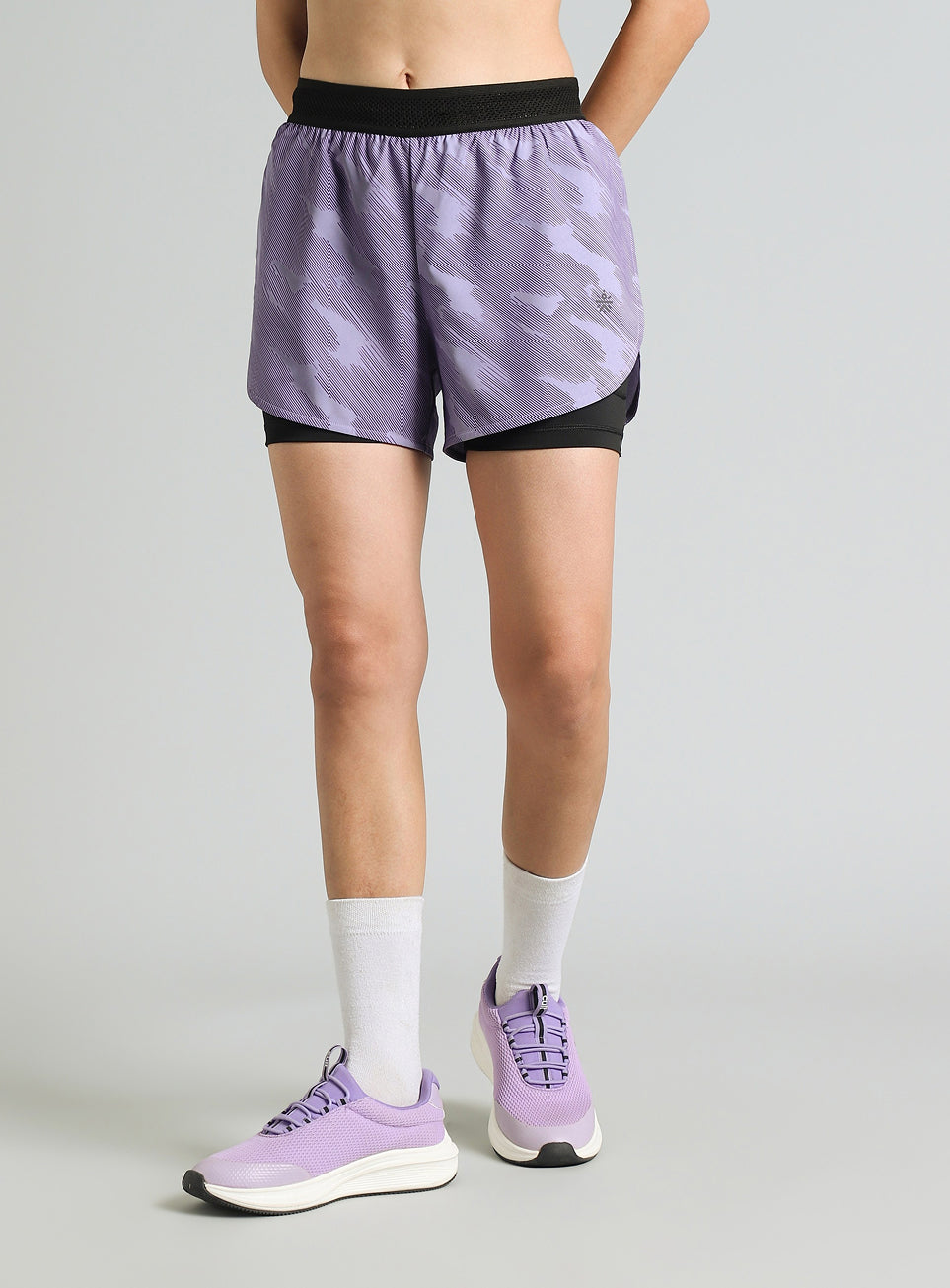 Women's Purple Urban Camo Shorts with Inbuilt Tights