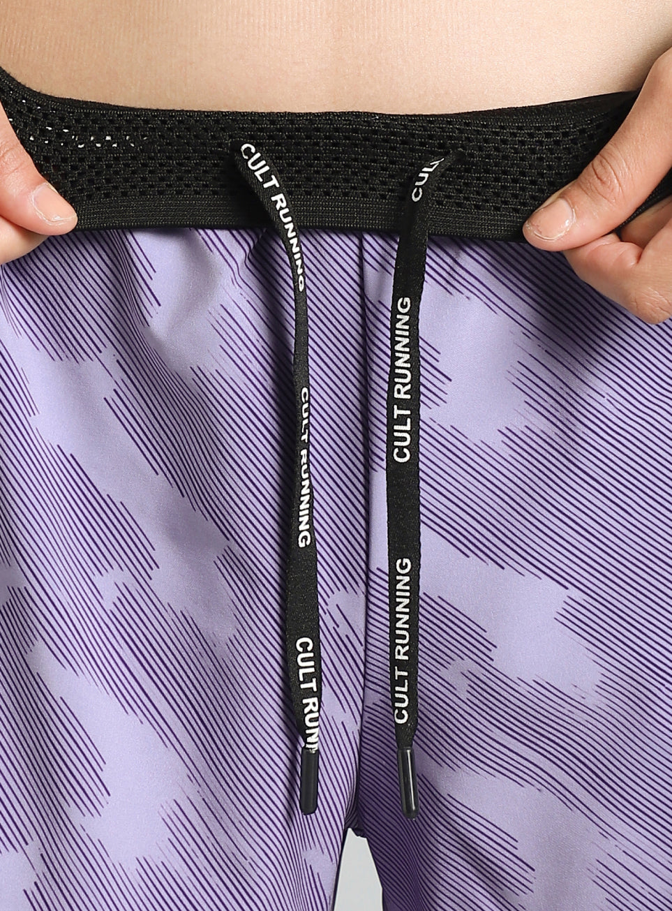 Women's Purple Urban Camo Shorts with Inbuilt Tights