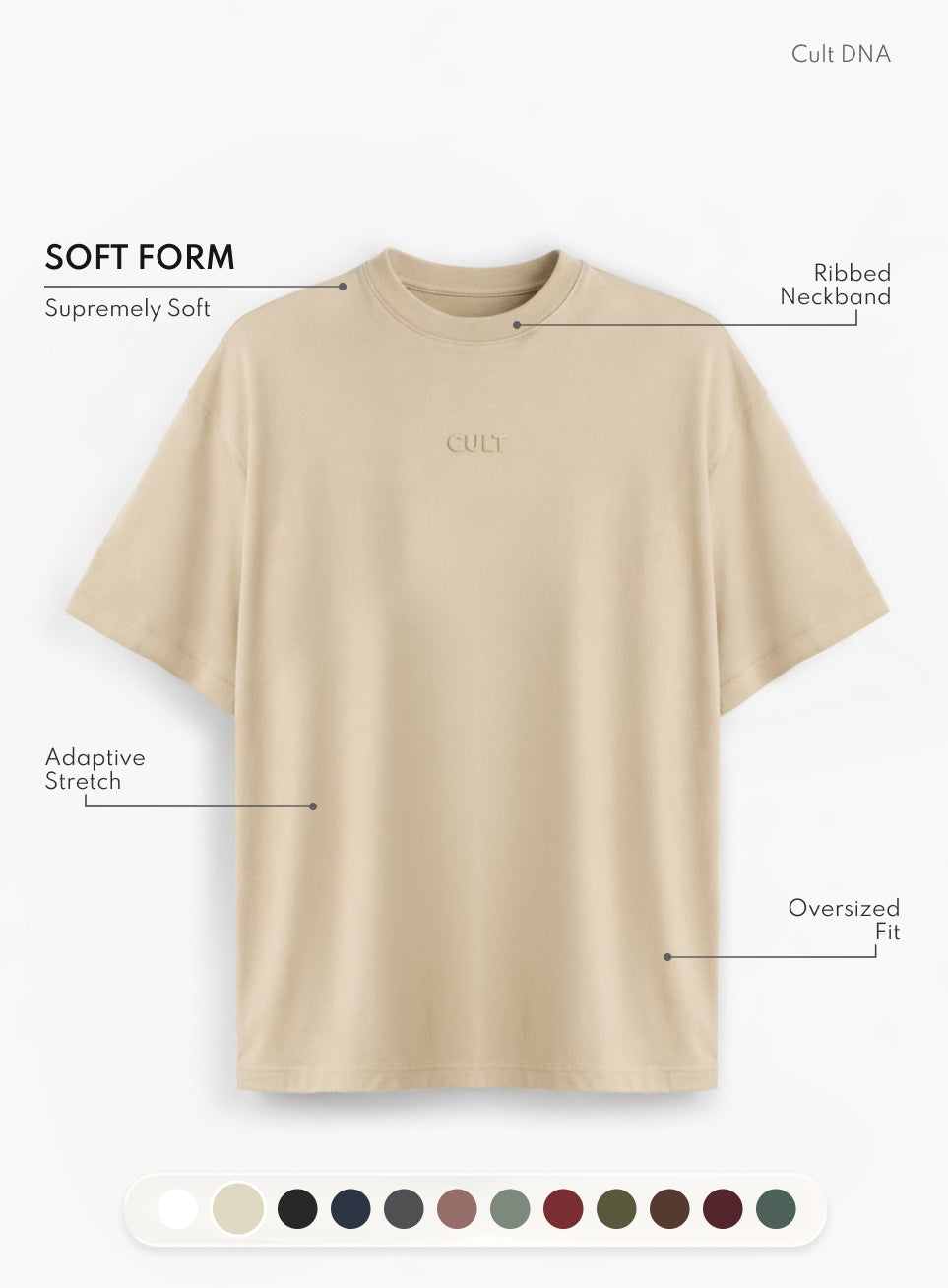 Men's Beige Soft Form Oversized T-shirt