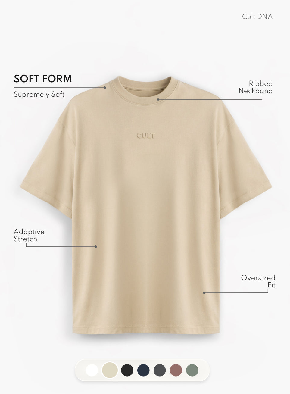 Men's Beige Soft Form Oversized T-shirt