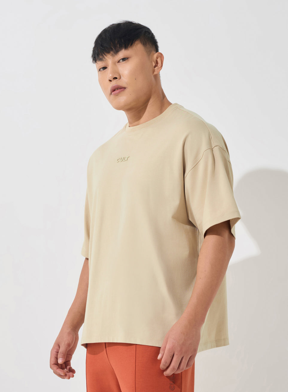Men's Beige Soft Form Oversized T-shirt