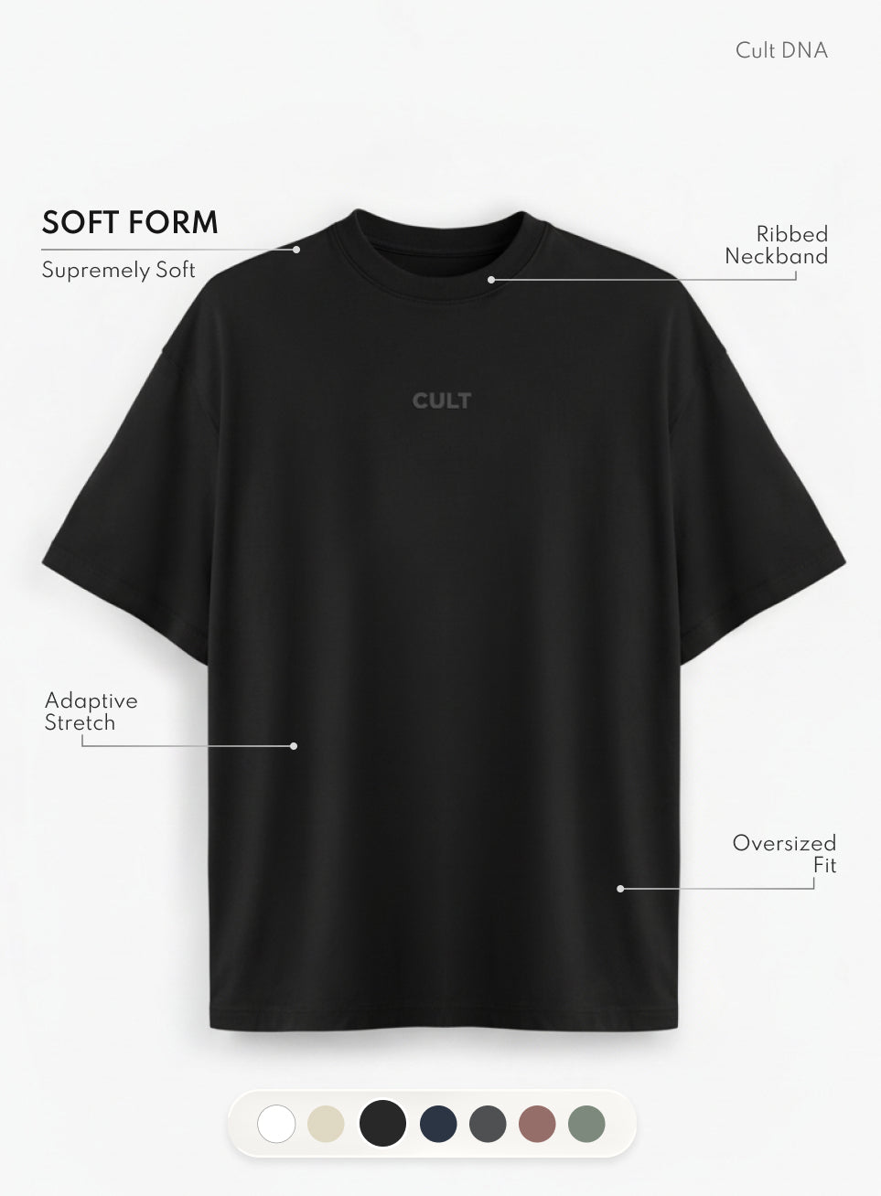 Men's Black Soft Form Oversized T-shirt