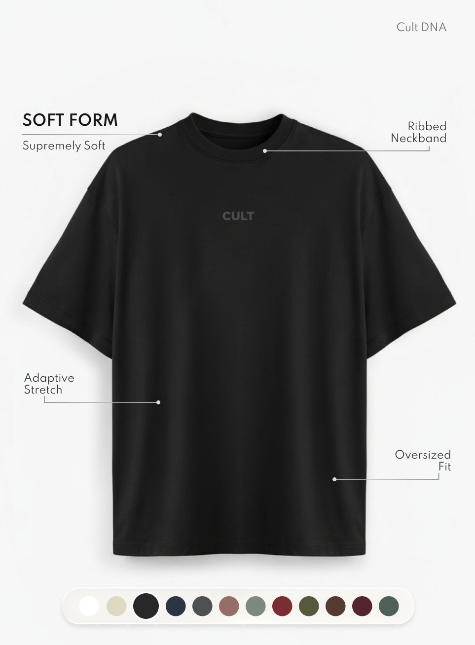 Men's Black Soft Form Oversized T-shirt