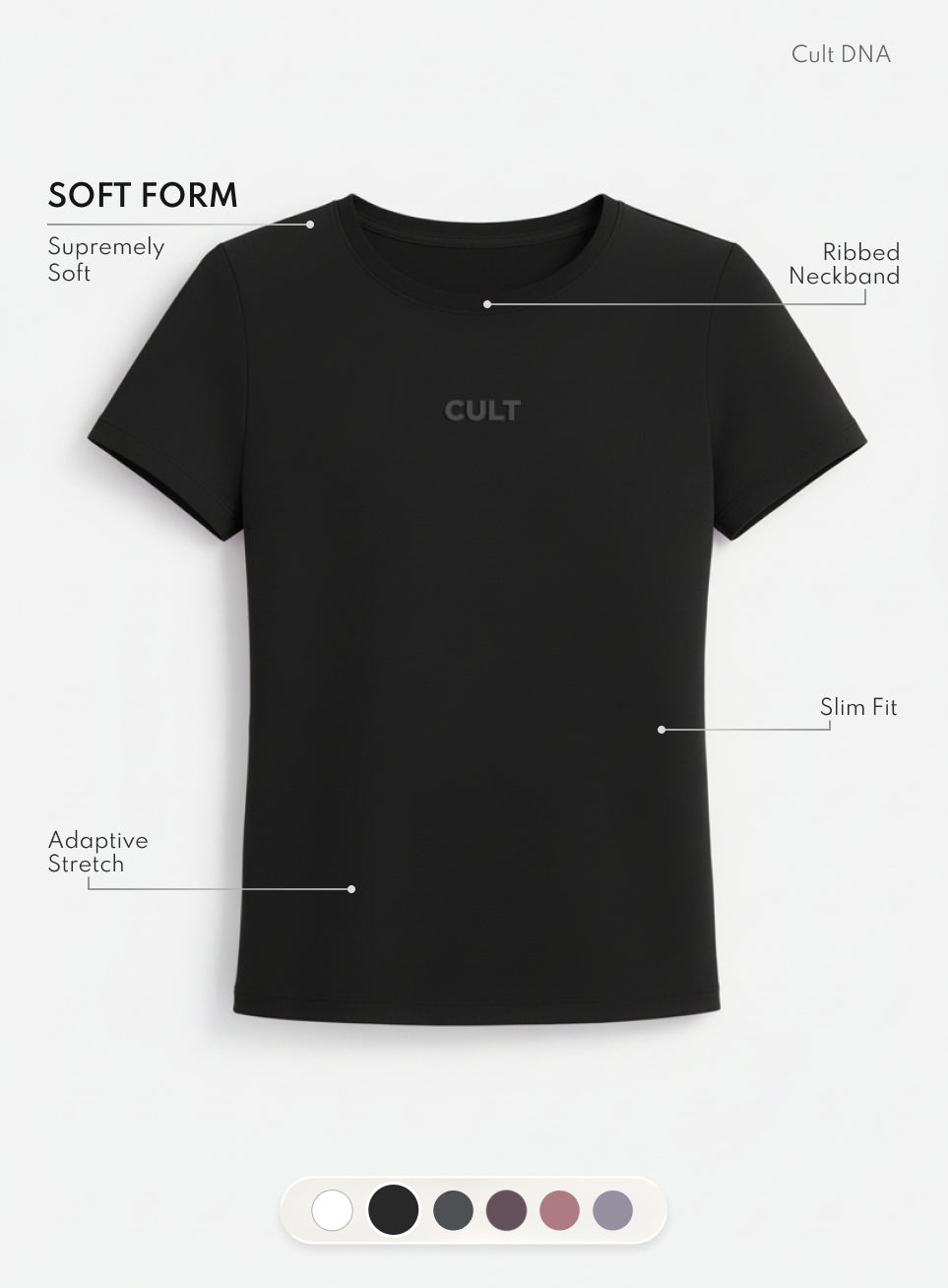 Women's Black Soft Form Snug T-shirt