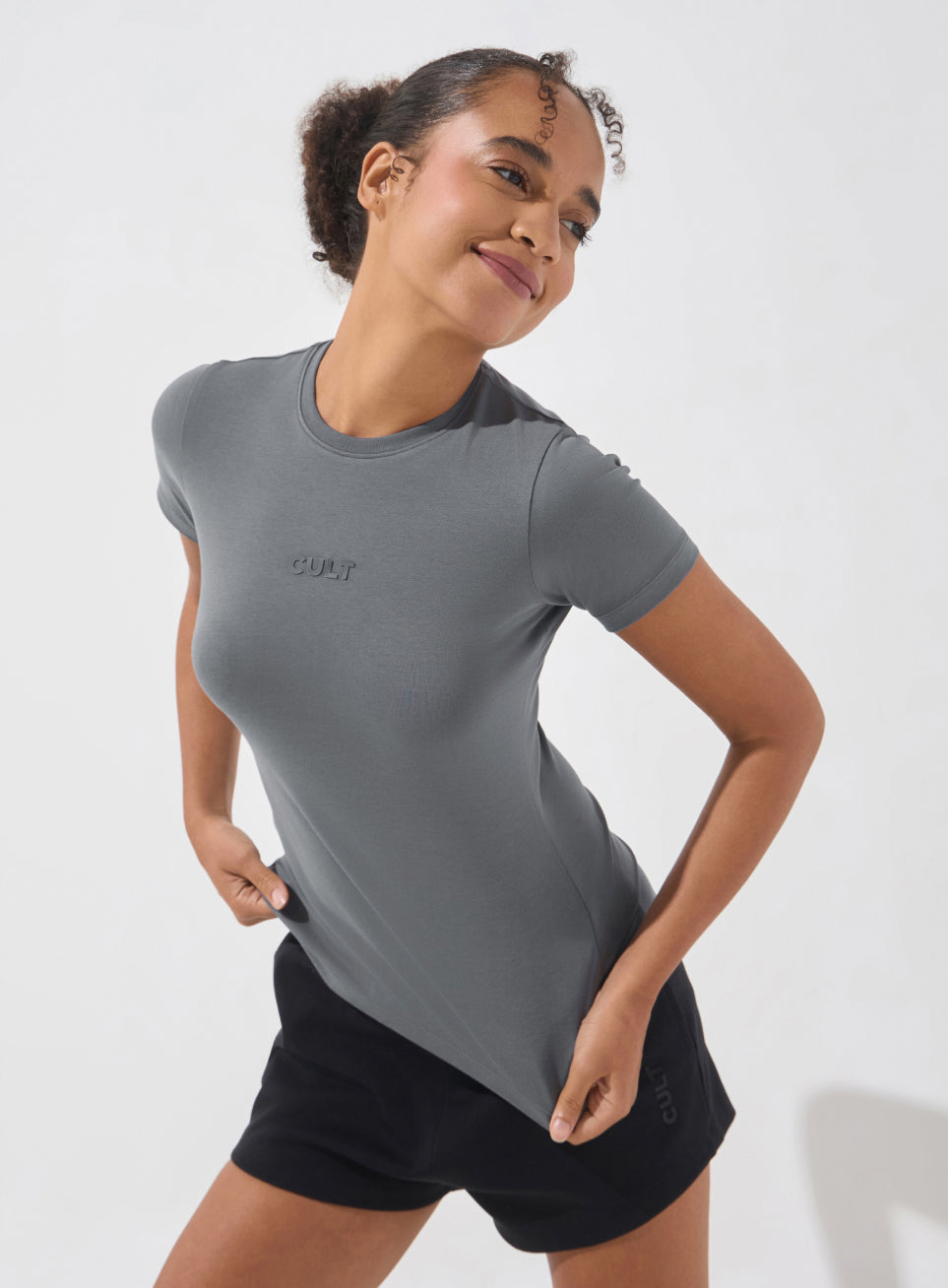 Women's Dark Grey Soft Form Snug T-shirt