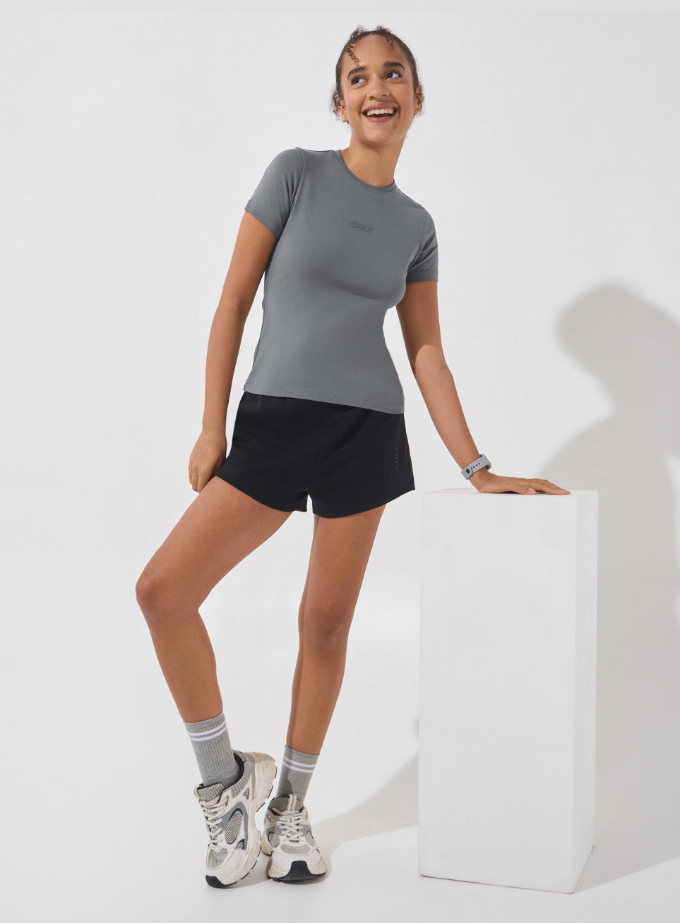 Women's Dark Grey Soft Form Snug T-shirt