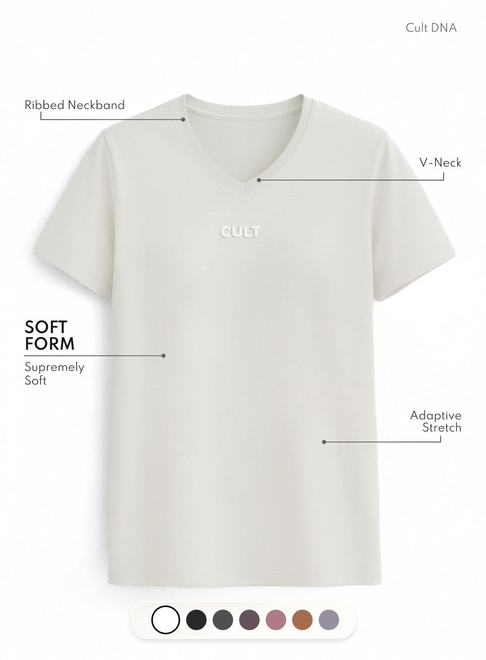 Women's Off-White Soft Form V-Neck T-shirt