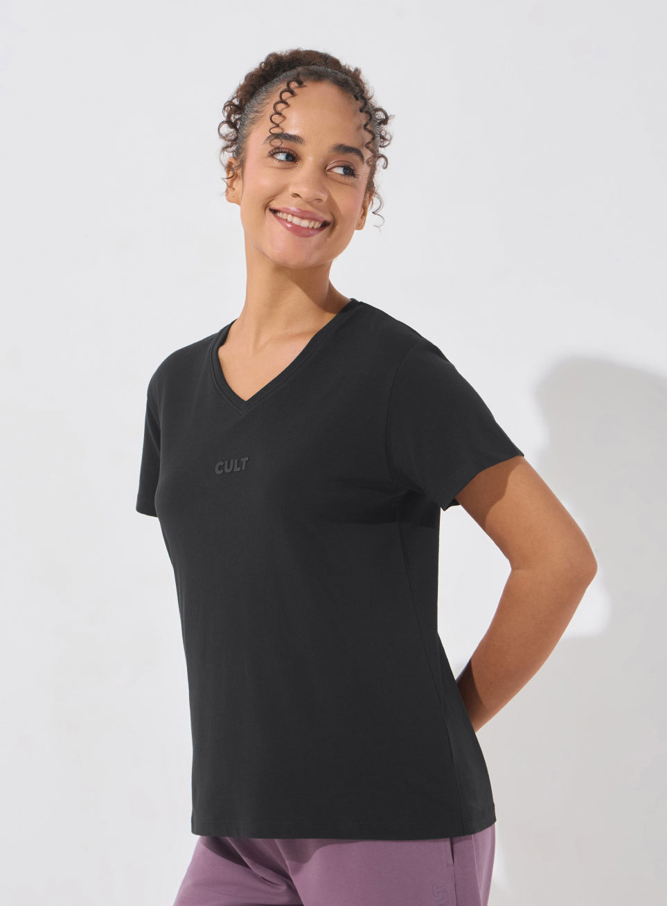 Women's Black Soft Form V-Neck T-shirt