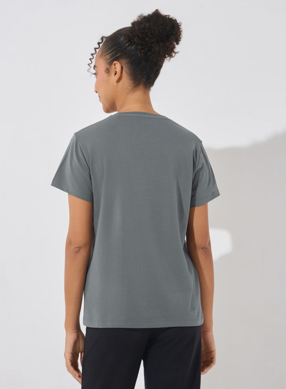 Women's Dark Grey Soft Form V-Neck T-shirt