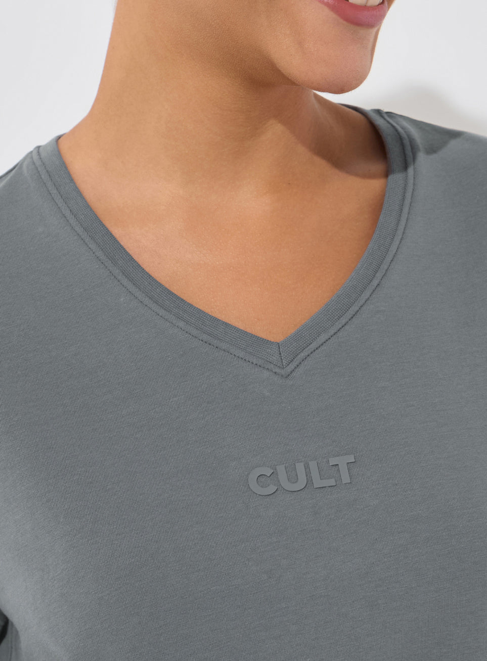 Women's Dark Grey Soft Form V-Neck T-shirt
