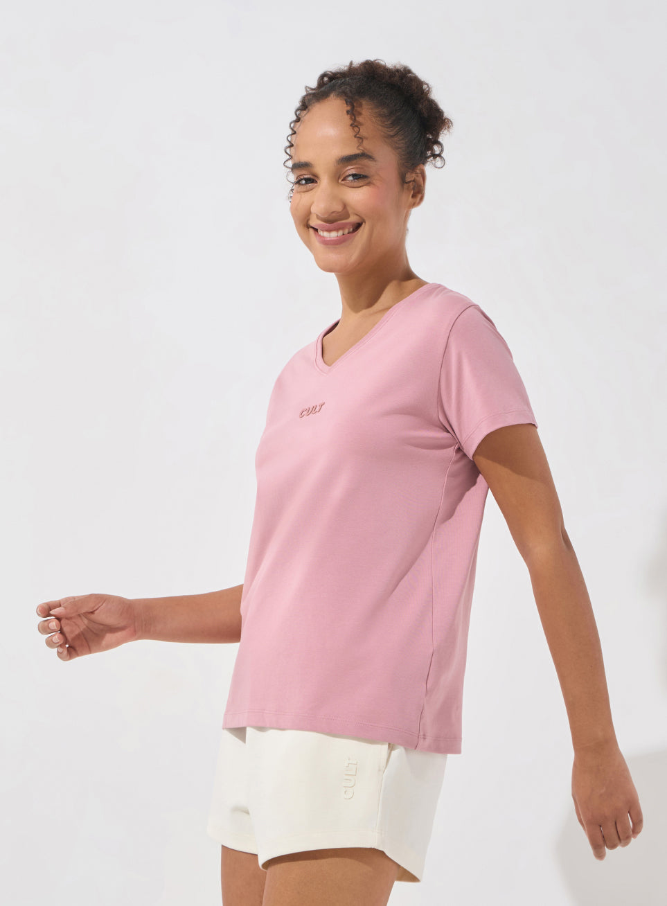 Women's Pink Soft Form V-Neck T-shirt