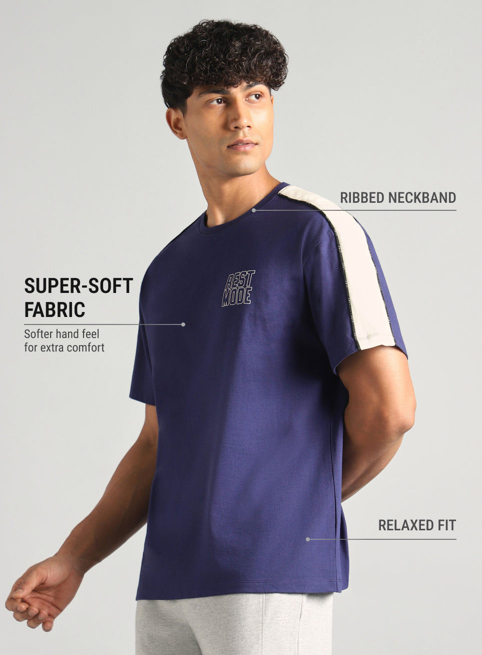 Men's Navy Rest Mode Relaxed Fit T-shirt