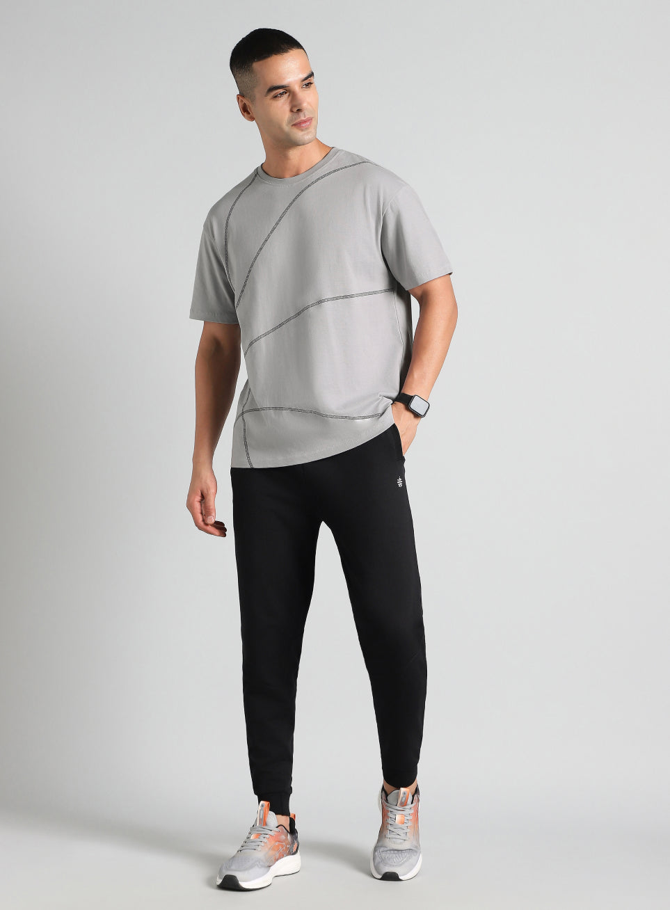 Men's Grey Basketball Imprint Relaxed Fit T-shirt