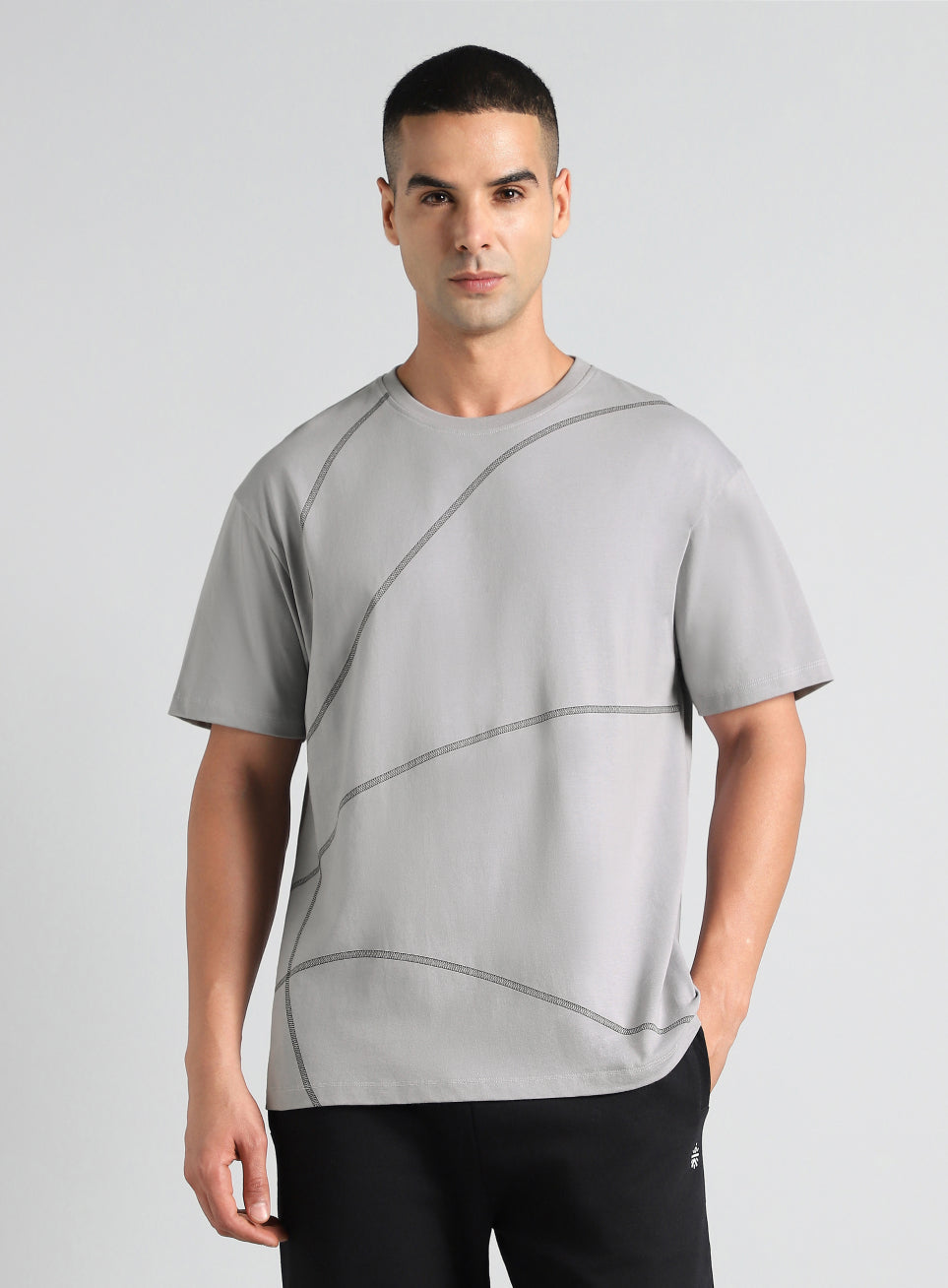 Men's Grey Basketball Imprint Relaxed Fit T-shirt