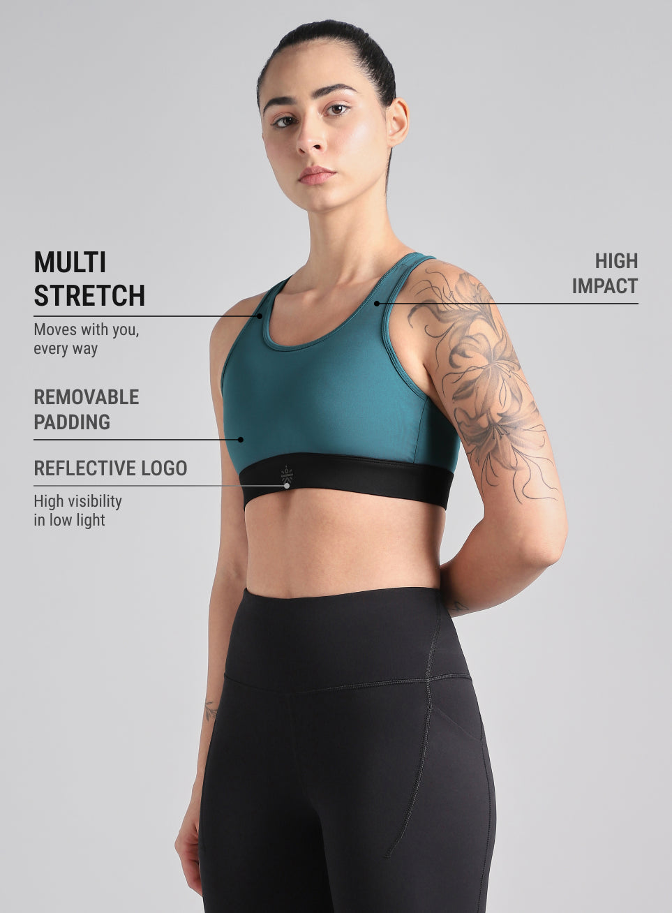 Women's Blue Run Forward High Support Bra