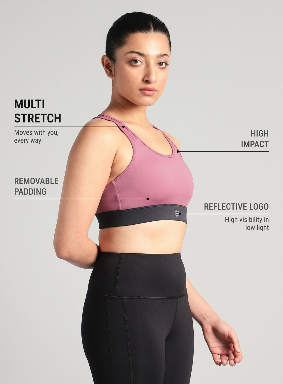 Women's Pink Run Forward High Support Bra