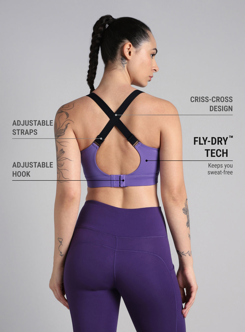 Women's Purple High Impact Running Bra