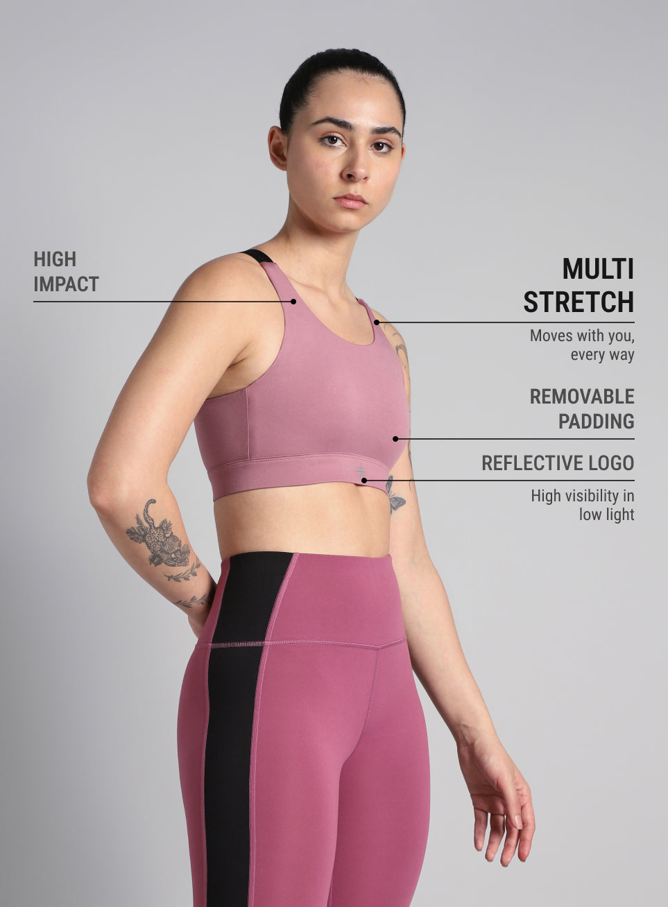 Women's Pink High Impact Running Bra