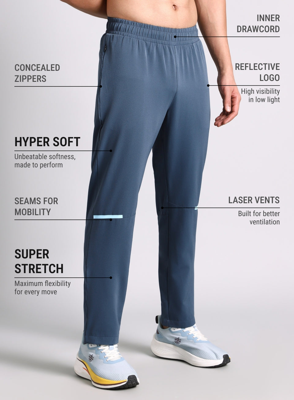 Men's Blue High Impact Running Trackpants