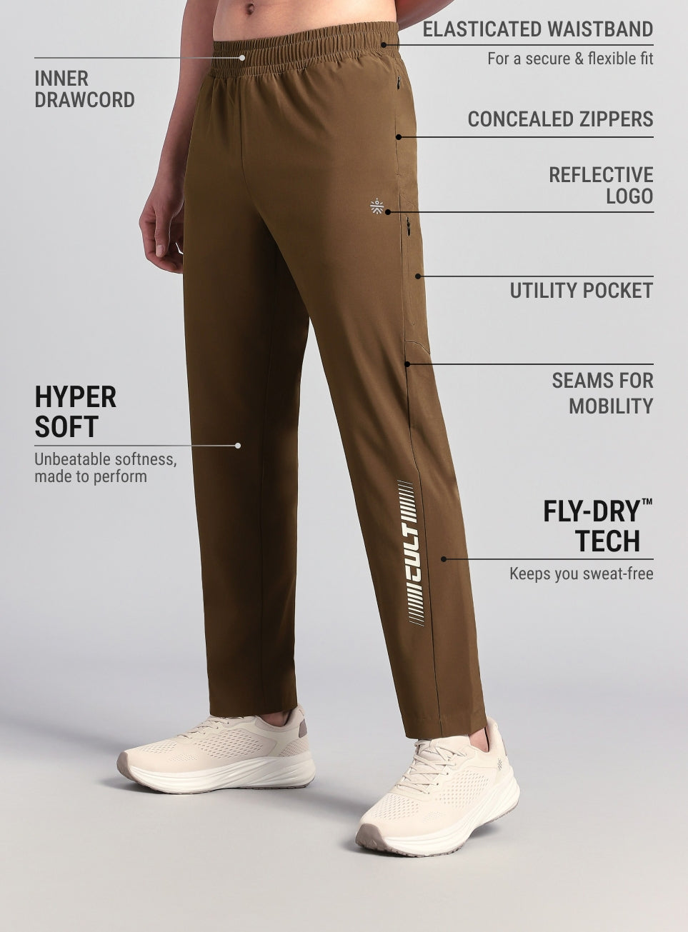 Men's Brown Pro Movement Runner's Trackpants