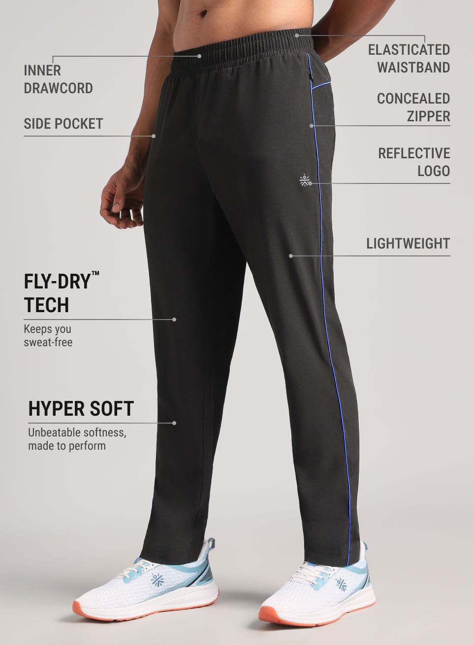 Men's Black Run Elevate Trackpants