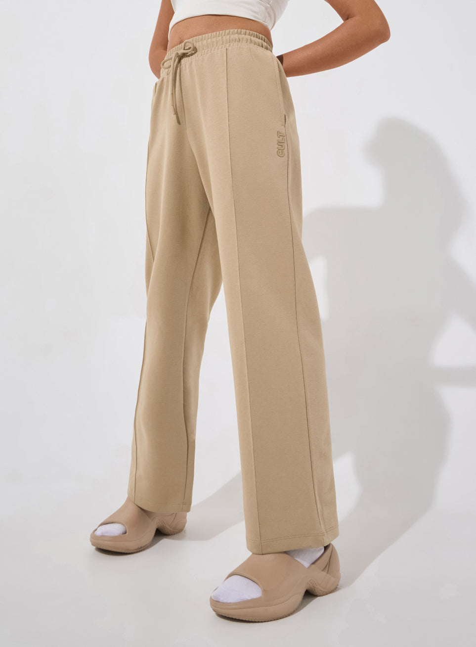 Women's Beige Ultra Luxe Tailored Trackpants