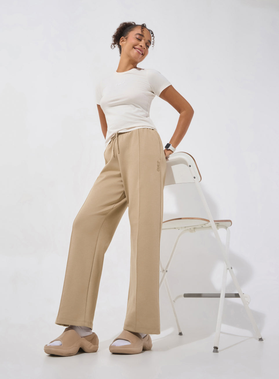Women's Beige Ultra Luxe Tailored Trackpants