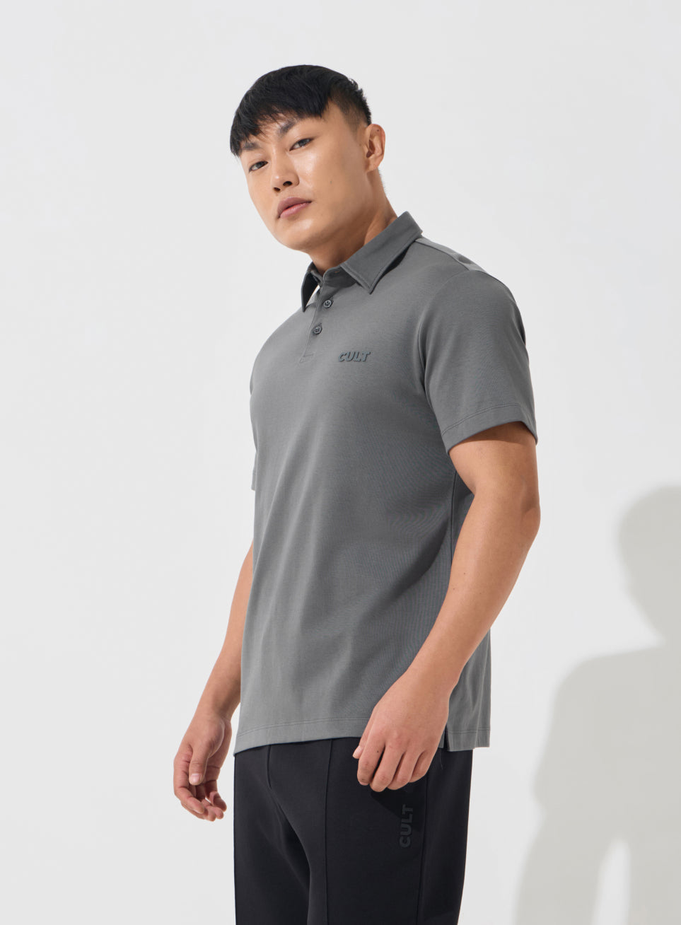 Men's Dark Grey Everyday Luxe Cotton Polo T-shirt