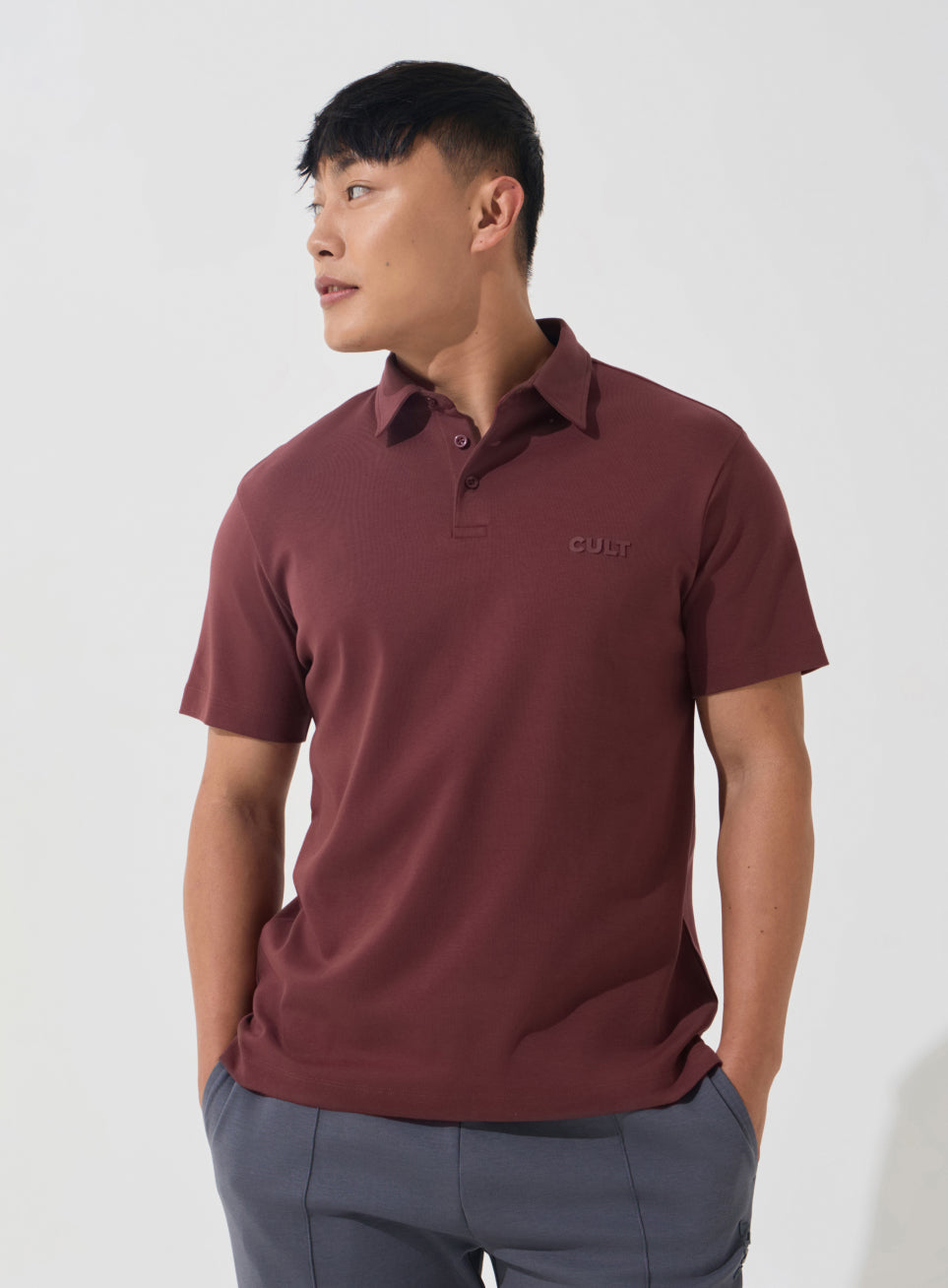 Men's Maroon Everyday Luxe Cotton Polo T-shirt