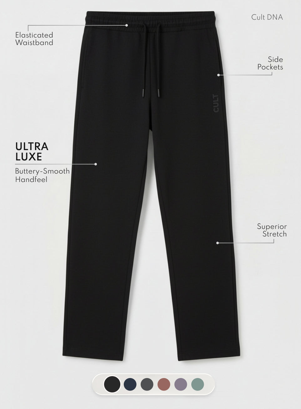 Men's Black Ultra Luxe Classic Trackpants